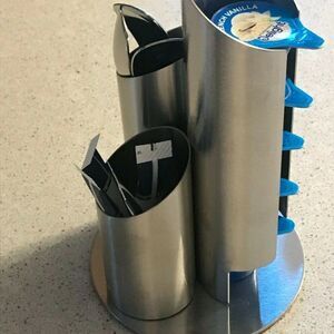 Modern Stainless Steel Coffee Pod & Creamer Organizer – 3-Section Countertop